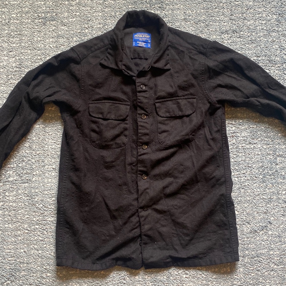 Pendleton Virgin Wool Fitted Board Shirt Black Size S Small
